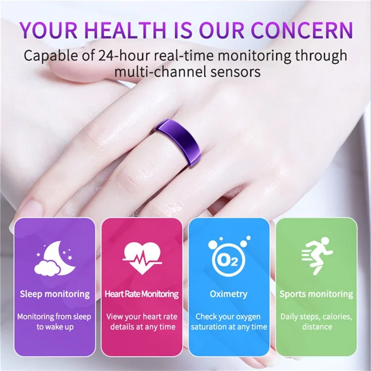 PX01 Bluetooth Sleep Health Monitoramento de Saúde Smart Ring Multifunction Tow Ring Com Base de Carregamento - Prata / Tamanho 7