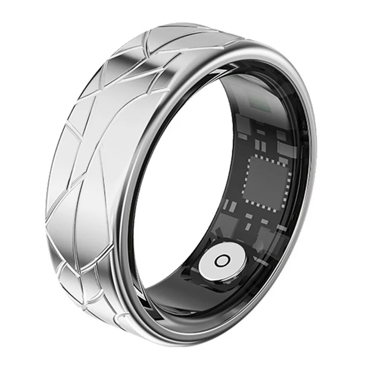 PX02 Crack Design Multifuction Shealt Seaking Smart Ring Avec Câble de Chargement Magnétique - Argent / Taille 7