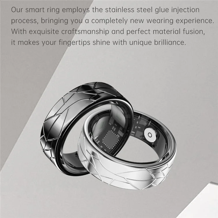 PX02 Crack Design Multifuction Shealt Seaking Smart Ring Avec Câble de Chargement Magnétique - Argent / Taille 7