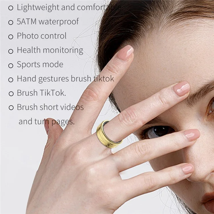 PX02 Crack Design Multifuction Shealt Seaking Smart Ring Avec Câble de Chargement Magnétique - Argent / Taille 7