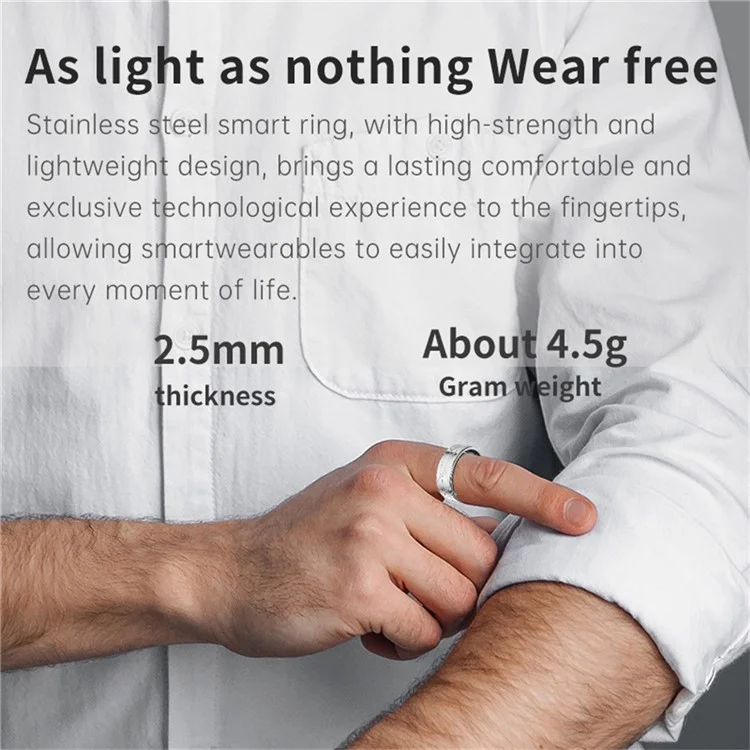 PX02 Crack Design Multi-Function Health Monitoring Smart Ring with Charging Case - Gold / Size 8