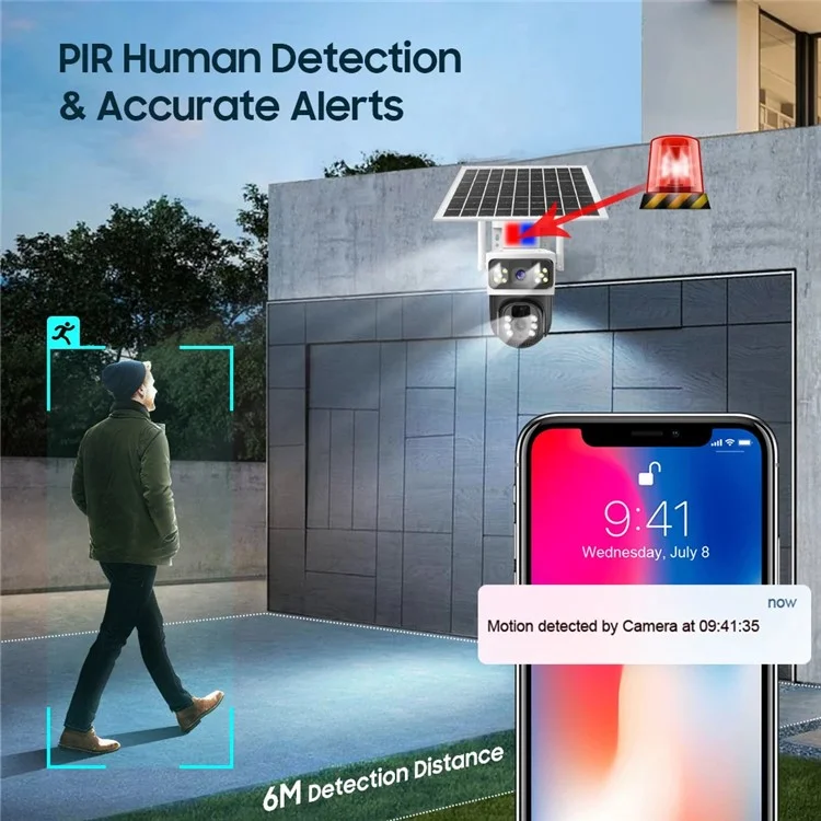 Q38 4g-version Outdoor HD Nacht Vision Security Camera Zwei-wege-audio-multi-screen-solarkamera