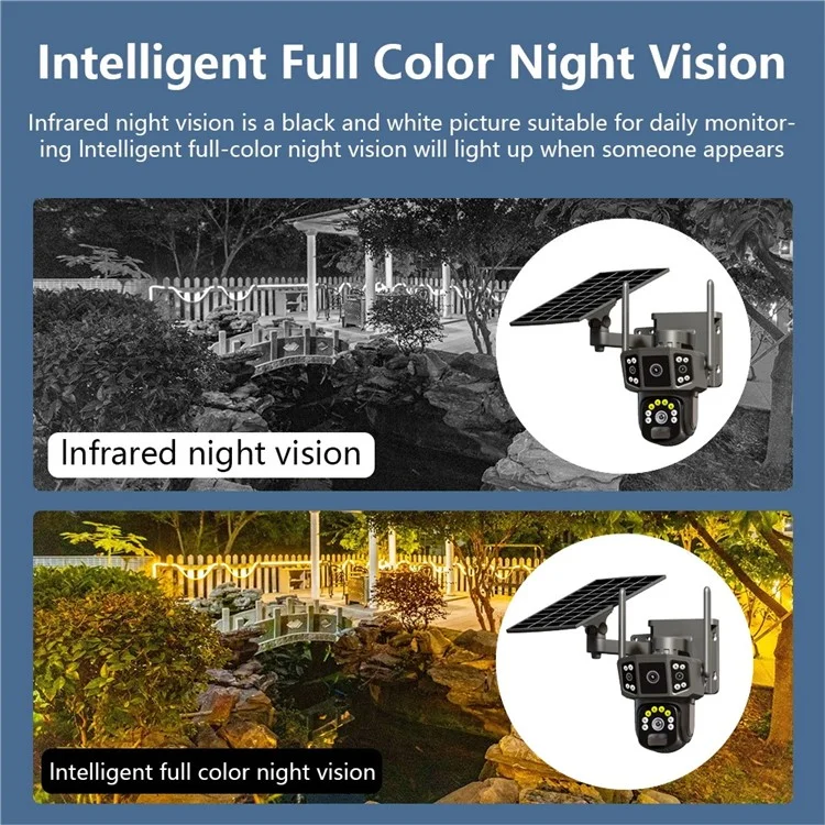 Q38 4g-version Outdoor HD Nacht Vision Security Camera Zwei-wege-audio-multi-screen-solarkamera
