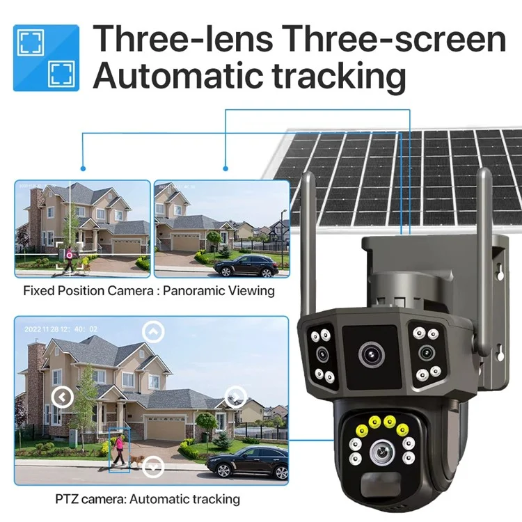 Q38 4g-version Outdoor HD Nacht Vision Security Camera Zwei-wege-audio-multi-screen-solarkamera