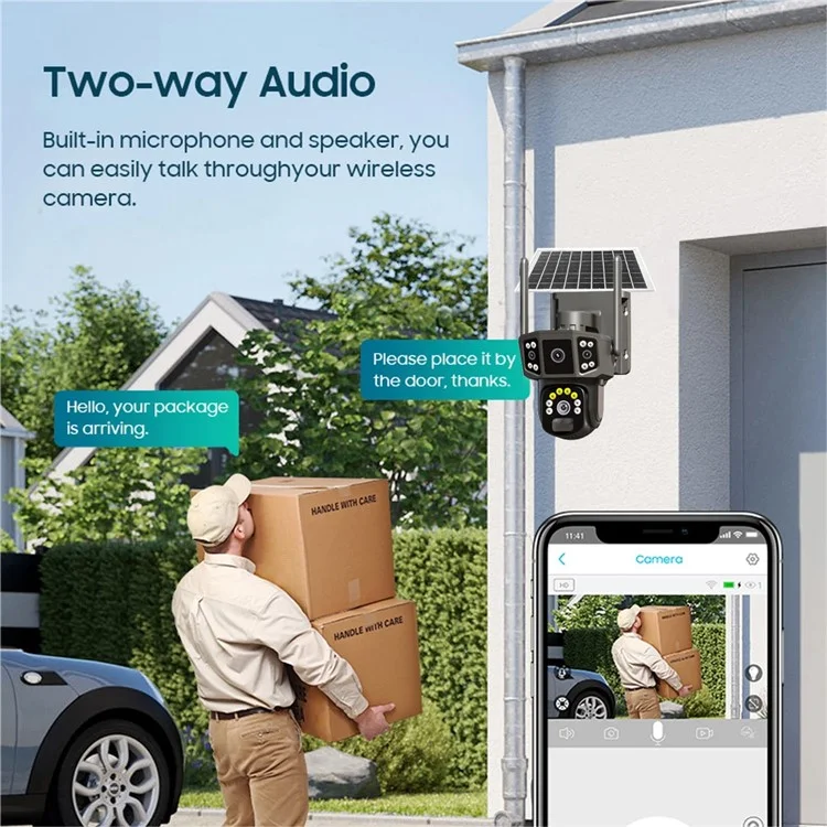 Q38 4g-version Outdoor HD Nacht Vision Security Camera Zwei-wege-audio-multi-screen-solarkamera