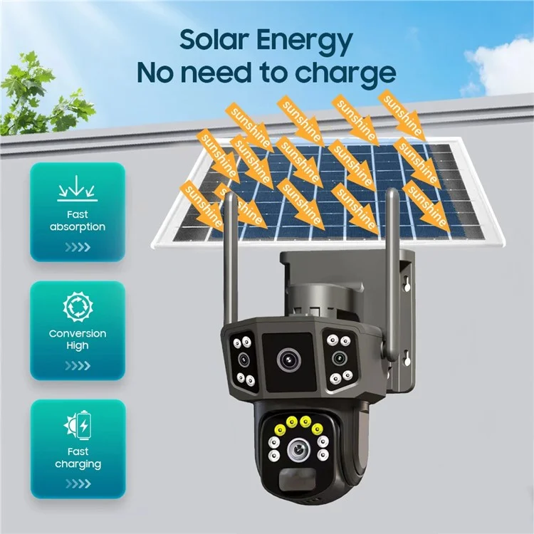 Q38 4g-version Outdoor HD Nacht Vision Security Camera Zwei-wege-audio-multi-screen-solarkamera
