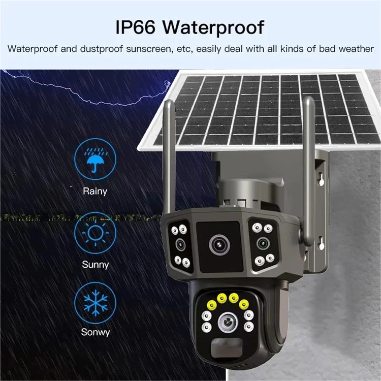 Q38 4g-version Outdoor HD Nacht Vision Security Camera Zwei-wege-audio-multi-screen-solarkamera