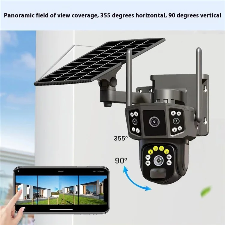 Q38 Wifi-version Outdoor HD Nachtsichtssicherheitskamera Zwei-wege-audio-multi-screen-solarkamera