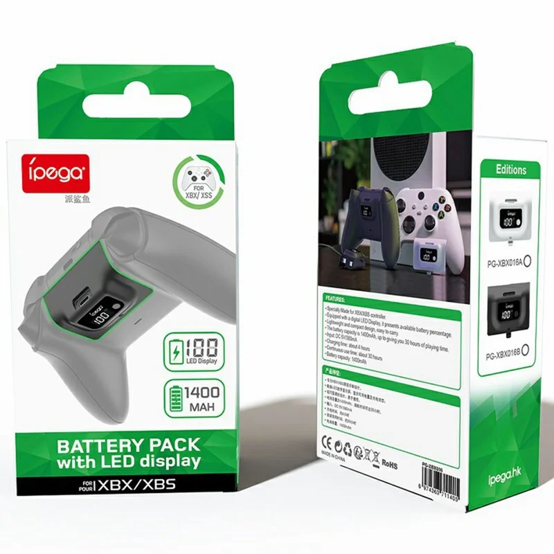 IPEGA PG-XBX016 For Xbox Series X / S Game Console 1400mAh Battery Pack with LED Display - White