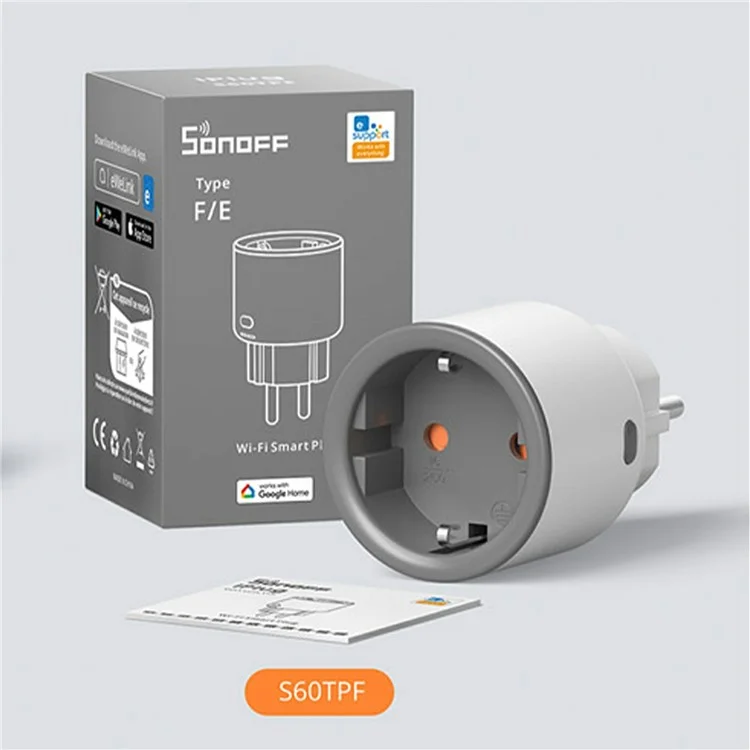 SONOFF S60TPF iPlug WiFi Smart Plug Home Appliances Control Plug, Type E / F