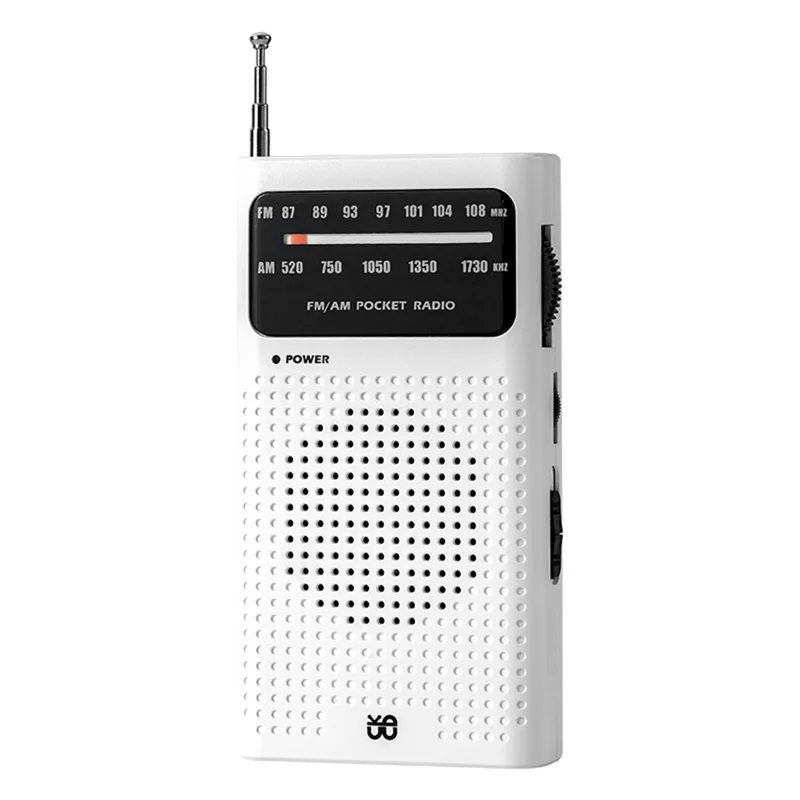 W-908 Full Channel Two Band Elderly People Radio FM / AM Portable Radio, Battery Powered - White