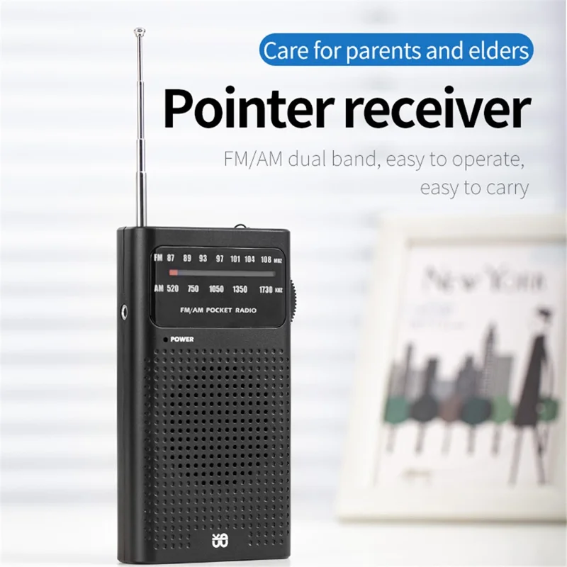 W-908 Full Channel Two Band Elderly People Radio FM / AM Portable Radio, Battery Powered - White
