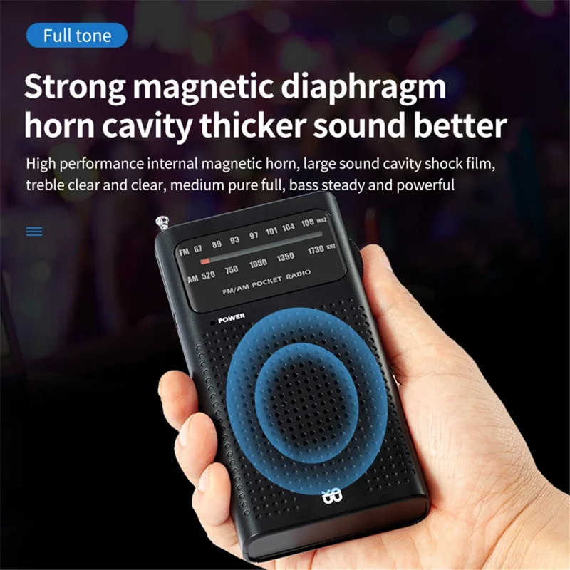 W-908 Full Channel Two Band Elderly People Radio FM / AM Portable Radio, Battery Powered - White