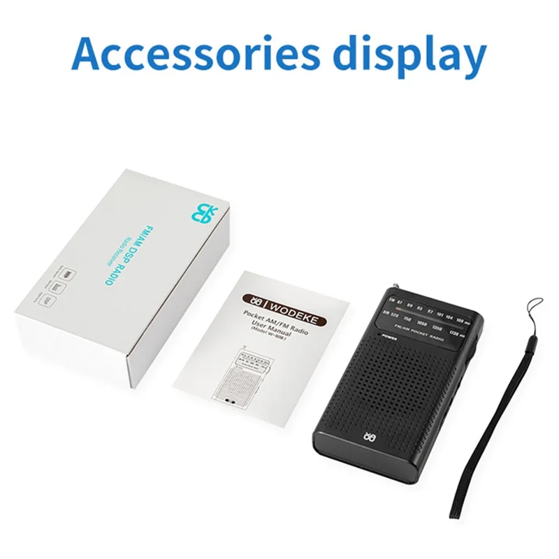 W-908 Full Channel Two Band Elderly People Radio FM / AM Portable Radio, Battery Powered - White