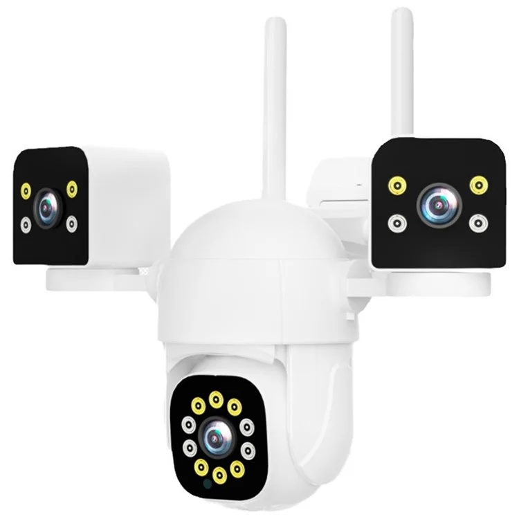 PC288-B3Y10-2MP Three-Screen WiFi Surveillance Camera Panoramic Rotation Night Vision HD Waterproof Camera (Without Memory Card) - US Plug