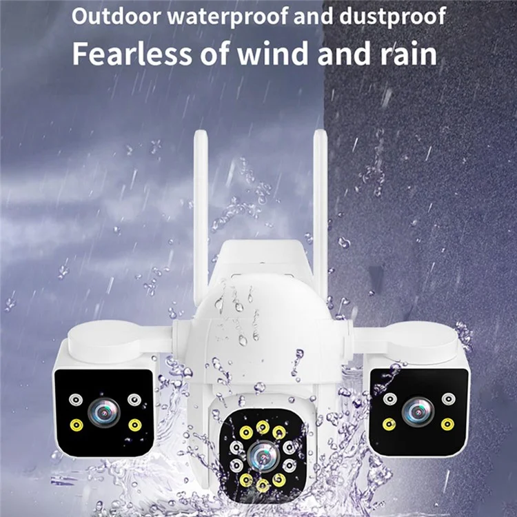 PC288-B3Y10-2MP Three-Screen WiFi Surveillance Camera Panoramic Rotation Night Vision HD Waterproof Camera (Without Memory Card) - US Plug