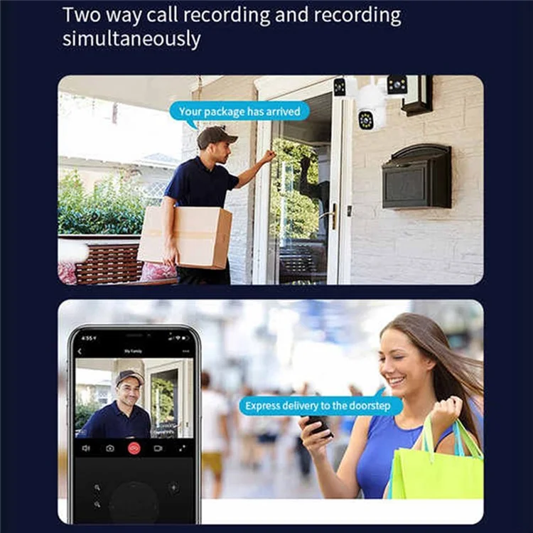 PC288-B3Y10-2MP Three-Screen WiFi Surveillance Camera Panoramic Rotation Night Vision HD Waterproof Camera (Without Memory Card) - US Plug