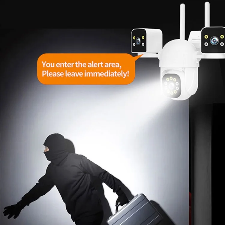 PC288-B3Y10-2MP Three-Screen WiFi Surveillance Camera Panoramic Rotation Night Vision HD Waterproof Camera with 64G TF Card - US Plug