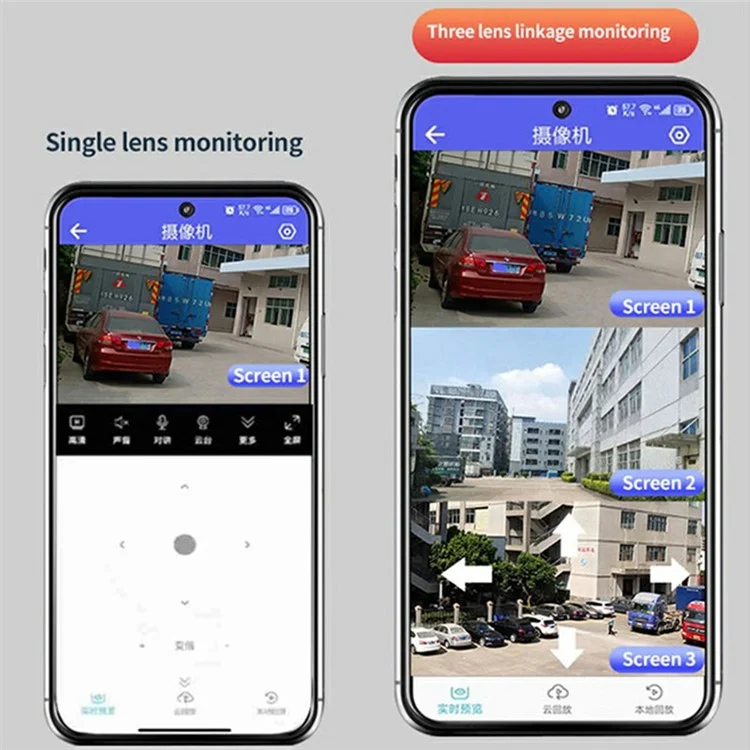 PC288-B3Y10-2MP Three-Screen WiFi Surveillance Camera Panoramic Rotation Night Vision HD Waterproof Camera with 128G TF Card - US Plug