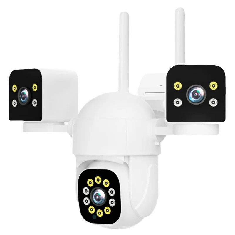 PC288-B3Y10-2MP Three-Screen WiFi Surveillance Camera Panoramic Rotation Night Vision HD Waterproof Camera with 128G TF Card - AU Plug