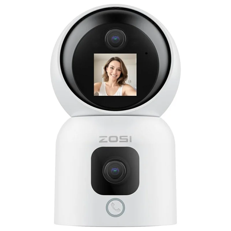 ZOSI C528M 6MP Smart Security Camera Home Surveillance Dual-Lens Monitor with Screen - EU Plug