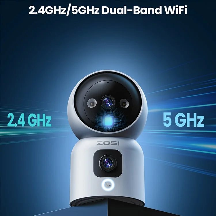 ZOSI C528D 4MP Smart Camera Dual Lens Monitor HD Night Vision Two-Way Audio Surveillance Camera - US Plug