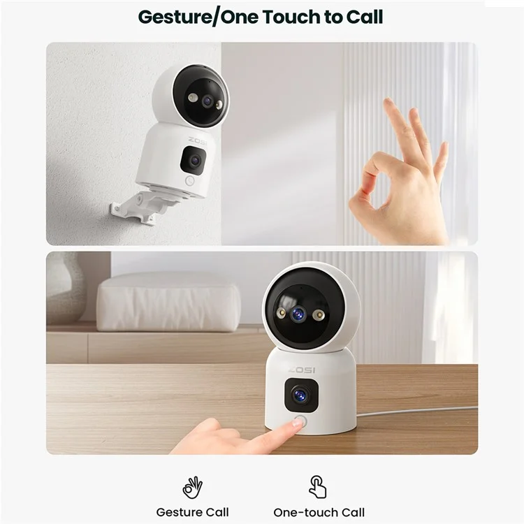 ZOSI C528D 4MP Smart Camera Dual Lens Monitor HD Night Vision Two-Way Audio Surveillance Camera - US Plug