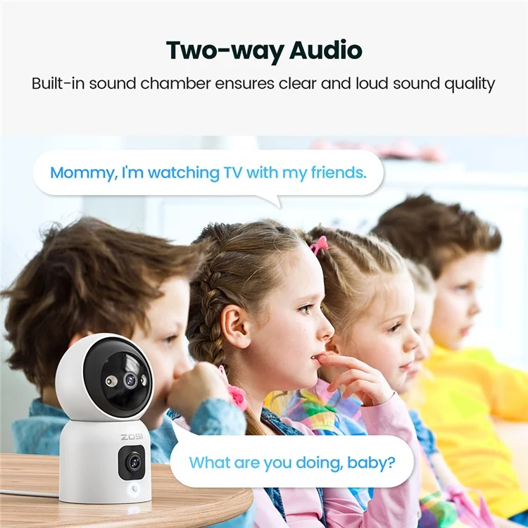 ZOSI C528D 4MP Smart Camera Dual Lens Monitor HD Night Vision Two-Way Audio Surveillance Camera - US Plug