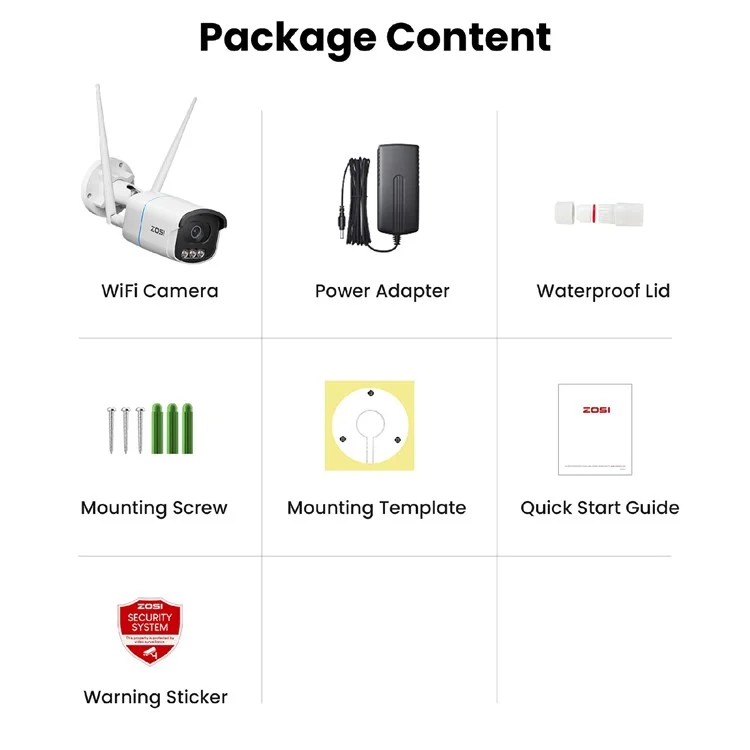ZOSI C186A Flagship Version Security Camera Two-Way Voice 5MP HD Surveillance Monitor Camera - US Plug