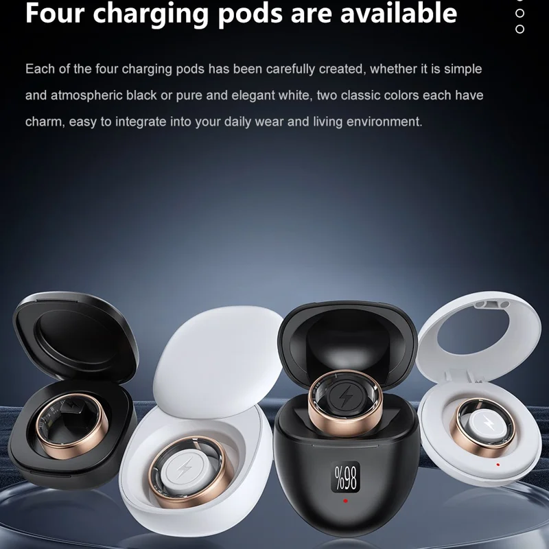 SR06 Aluminum Alloy Smart Ring Bluetooth-compatible Finger Health Tracker With Charging Case - Black  /  17.4mm Inner Dia