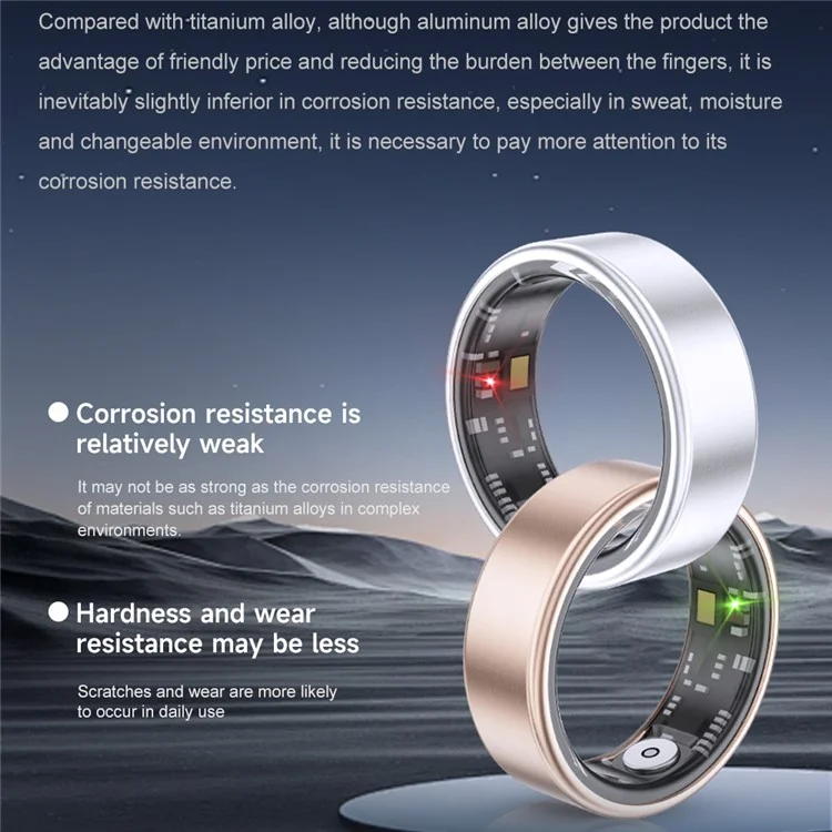 SR06 Aluminum Alloy Smart Ring Bluetooth-compatible Finger Health Tracker With Charging Case - Black  /  17.4mm Inner Dia