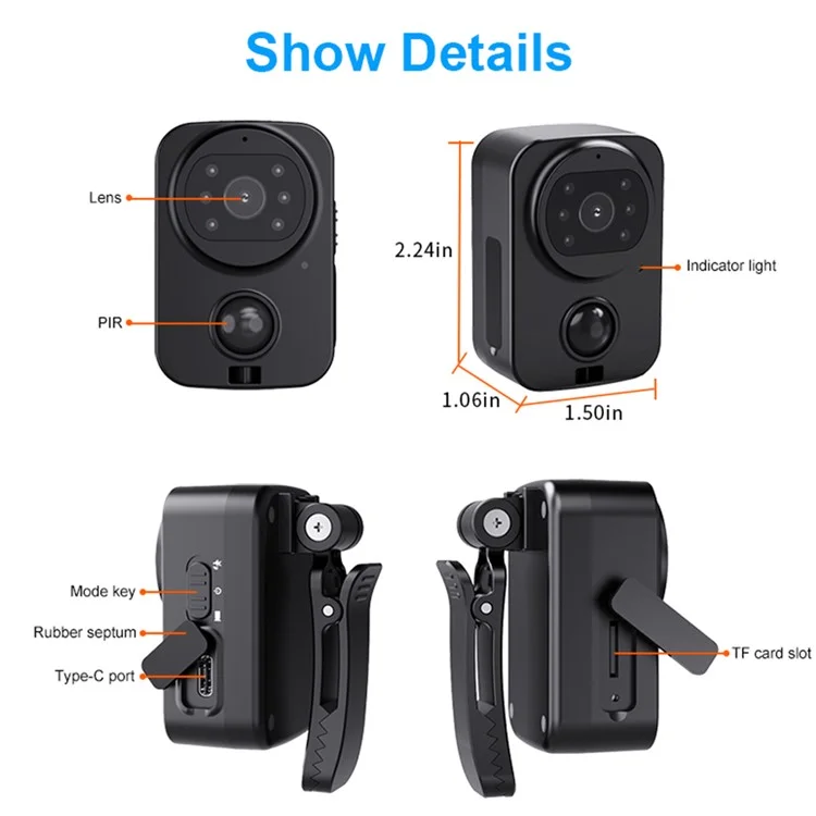 Caméra de surveillance HD étanche PD01 avec détecteur de mouvement pour la sécurité à domicile et à l'extérieur