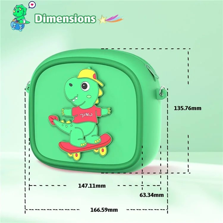 Funda de Transporte con Diseño de Animal de Dibujos Animados para Cámara Infantil, Bolso de Silicona con Bandolera y 5 Rollos de Papel Térmico - Verde