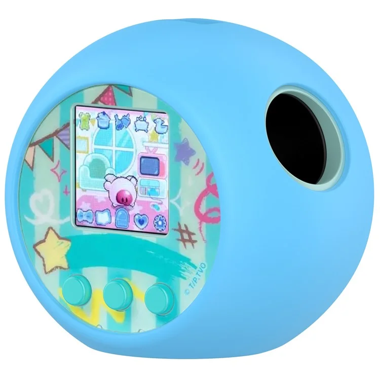 Étui en silicone pour le jouet interactif numérique Punirunes Housse de protection Revêtement souple avec sangle - Bleu bébé