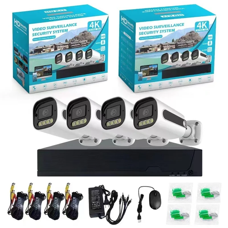 4 Channel H265 AHD DVR Kit Surveillance Camera High Definition Outdoor Security CCTV System - EU Plug