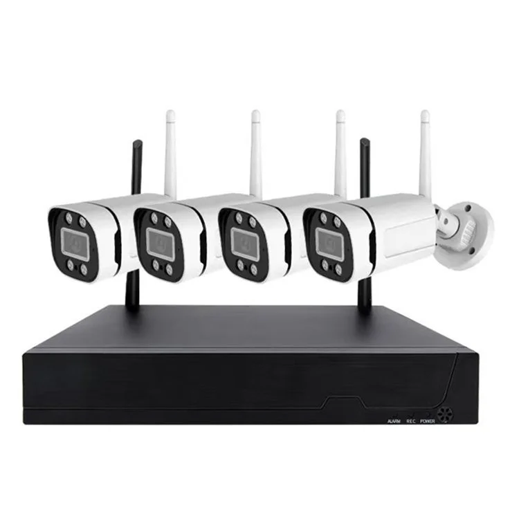 2MP 2K 4-Kanal NVR HD CCTV Set mit Fernsprech-Funktion, Vollfarben-Nachtsicht, WiFi Überwachungskamera System - US Stecker