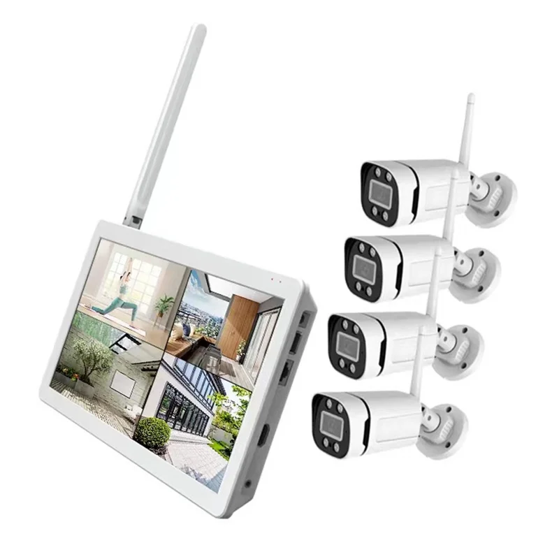 2MP 4CH NVR HD CCTV Kit Full Color Night Vision Two Way Audio Wireless WiFi Security Camera System - EU Plug
