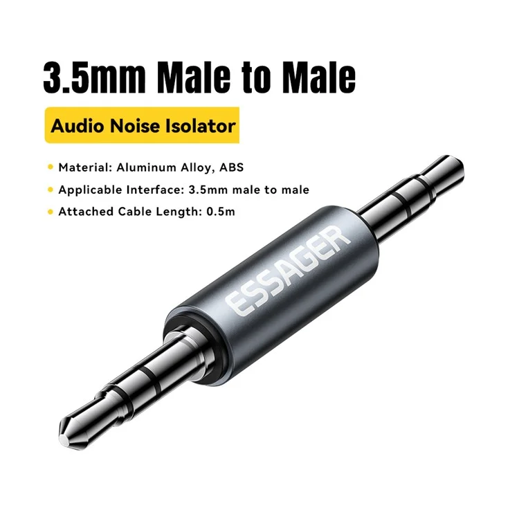 ESSAGER Adattatore Audio Maschio-Maschio da 3,5 mm Connettore Prolunga per Cavo Stereo