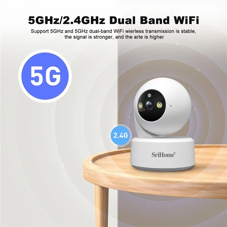 SRIHOME SH064 8MP Indoor-Sicherheitskamera mit Personenverfolgung, Babyüberwachung, Weinenerkennung, WLAN-IP-Kamera - EU-Stecker