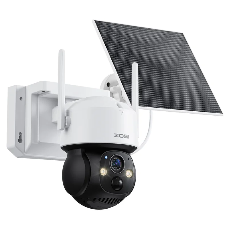 ZOSI C291 4MP 2,5K WiFi Caméra de sécurité solaire avec détection intelligente PIR, vision nocturne, caméra sans fil motorisée extérieure, avec carte mémoire de 64 Go