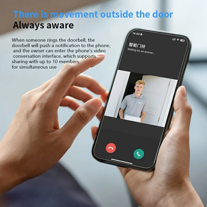 X6 Smart Video Doorbell 4.3 inch Display Wireless Intercom Infrared HD Night Vision for Home Use