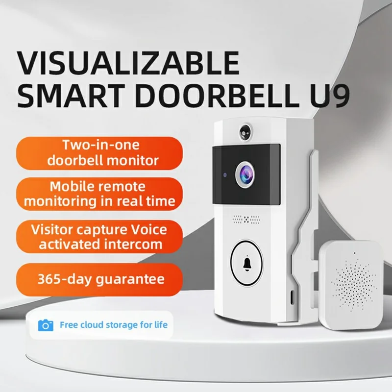 U9 Video Doorbell with ERP Motion Detection Snapshot Function WiFi-Connected Smart Home Security Device
