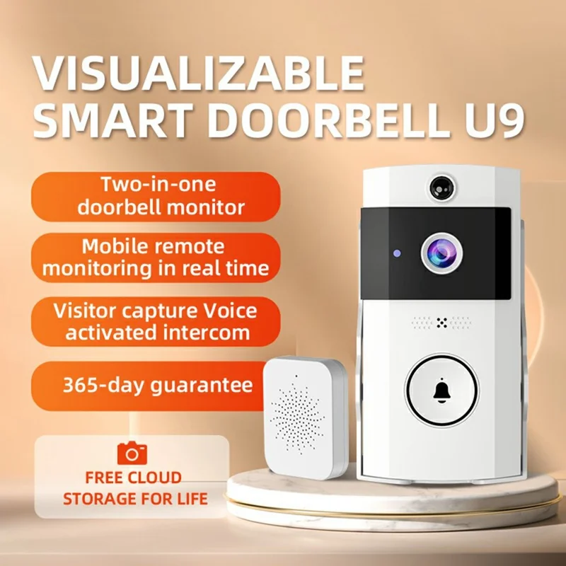 U9 Video Doorbell with ERP Motion Detection Snapshot Function WiFi-Connected Smart Home Security Device