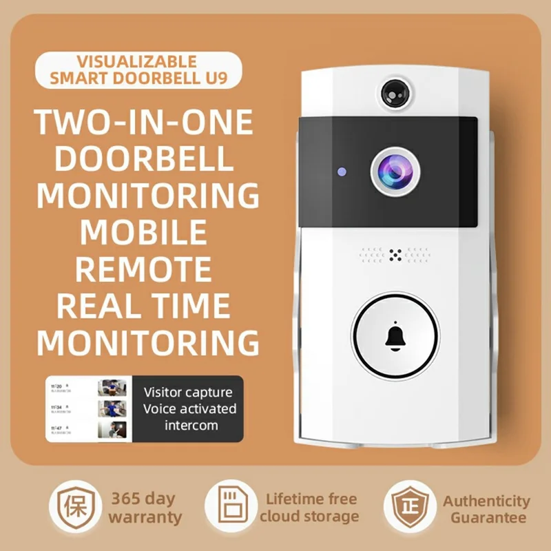 U9 Video Doorbell with ERP Motion Detection Snapshot Function WiFi-Connected Smart Home Security Device