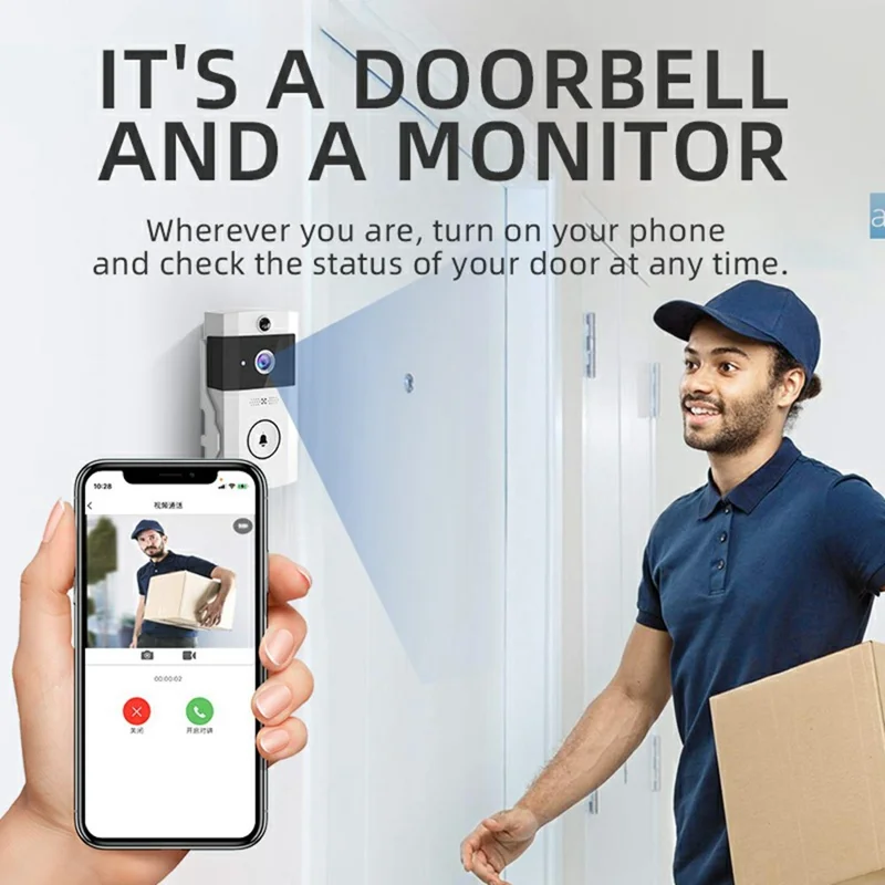 U9 Video Doorbell with ERP Motion Detection Snapshot Function WiFi-Connected Smart Home Security Device