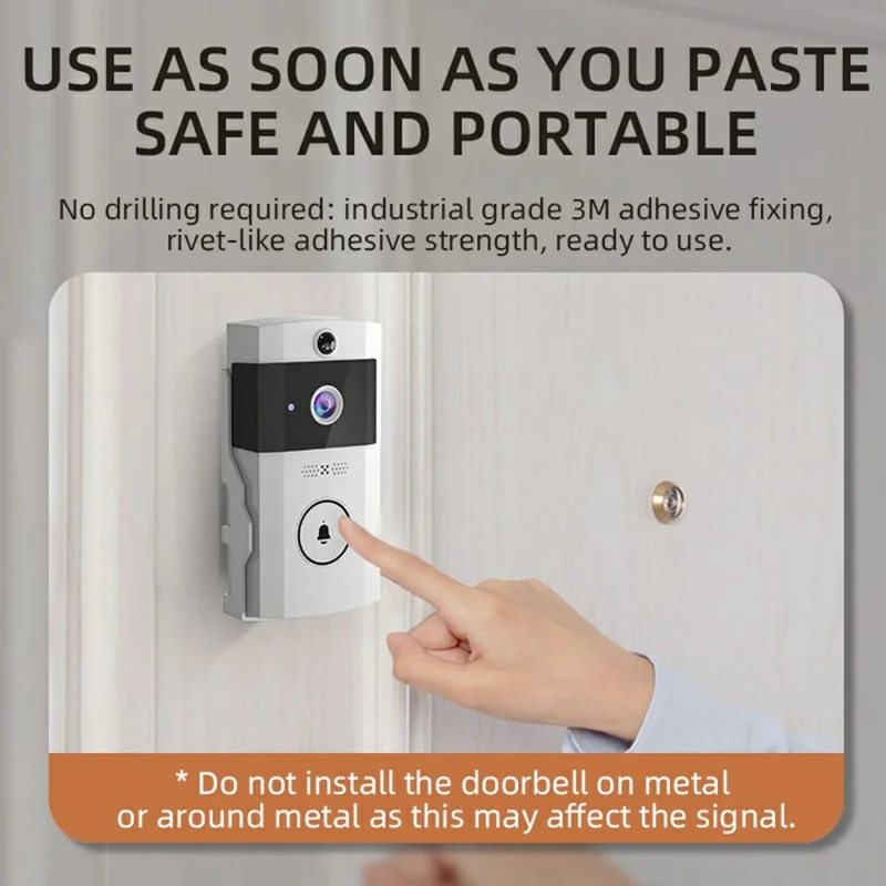 U9 Video Doorbell with ERP Motion Detection Snapshot Function WiFi-Connected Smart Home Security Device
