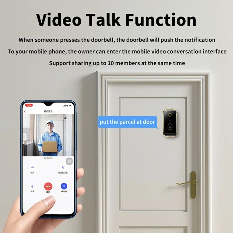 X10 Smart Video Doorbell Home Security Camera Intercom HD Night Vision Snapshot Infrared Motion Detection