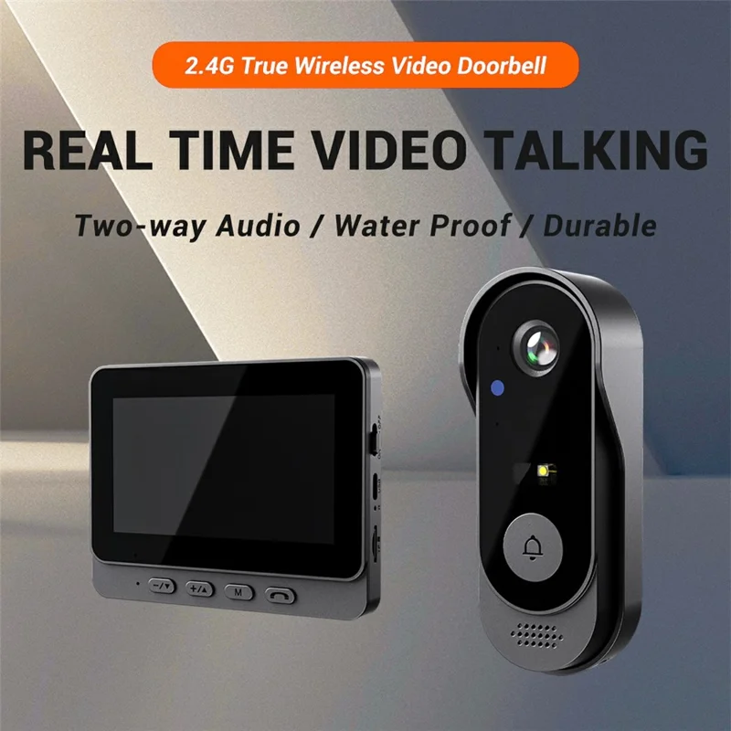 X8 Waterproof Video Doorbell 4.3 inch Indoor Screen Wireless Home Security Intercom HD Camera Two-Way Audio