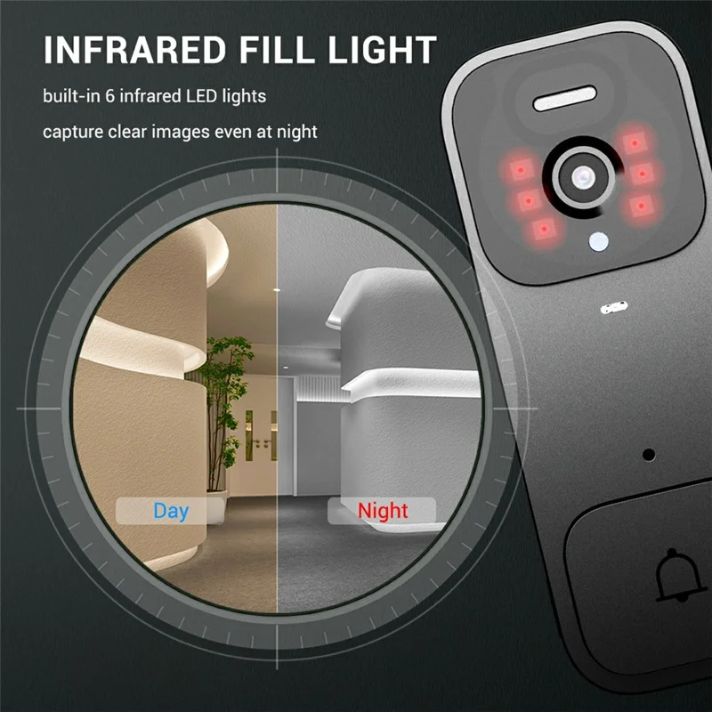 X7 Smart Video Doorbell Camera Wireless Intercom HD Monitor with Display Screen Home Security System - Black