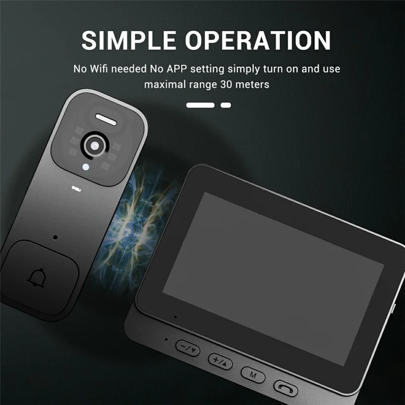 X7 Smart Video Doorbell Camera with 64G Memory Card Wireless Intercom HD Monitor with Display Screen Home Security System - Black